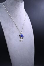 Silver Lotus Lapis Lazuli Pendant
