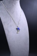 Silver Lotus Lapis Lazuli Pendant