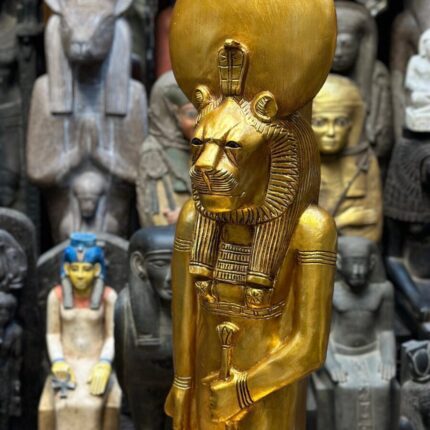 Large Red Granite Sekhmet Statue