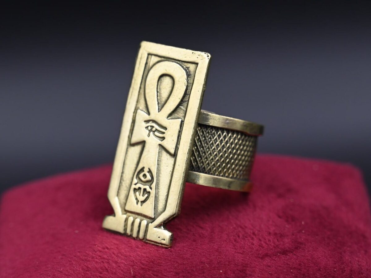 Oxidized Copper Ankh Ring