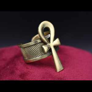 Oxidized Copper Ankh Ring