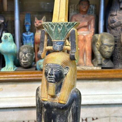 Pretty statue of Nefertem-God of healing-beauty-perfumes during the ancient Egypt-antiques-deities-Egyptian mythology-sculpture.
