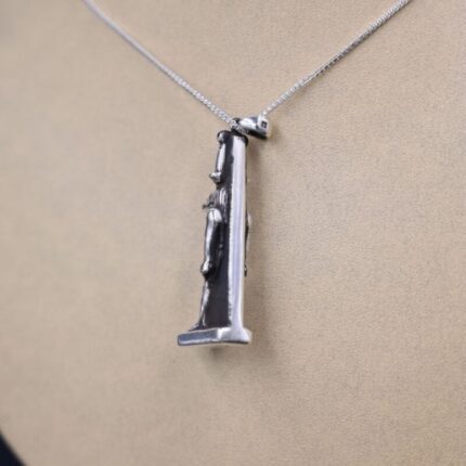 Pure Silver Sobek Amulet, Ancient Egyptian Crocodile God Pendant