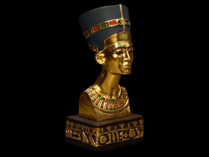Queen Nefertiti Statue: Gold Leaf Egyptian Replica, Home Decor