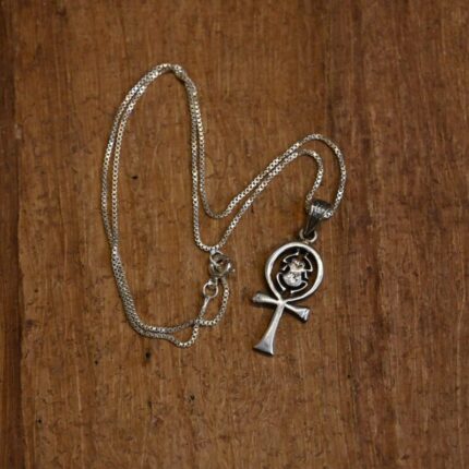 Silver Ankh Scarab Pendant