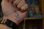 Silver Ankh Scarab Pendant