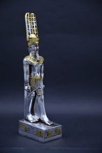 Silver Leaf Amun Ra Statue – Egyptian Mythology Stone Sculpture - صورة إضافية 2