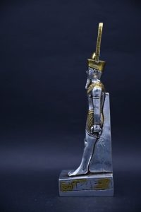 Silver Leaf Amun Ra Statue – Egyptian Mythology Stone Sculpture - صورة إضافية 5