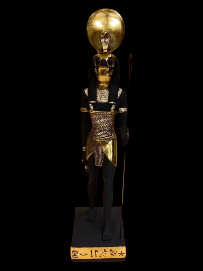 Stone Statue of Egyptian God Ra: Ancient Replica Decor
