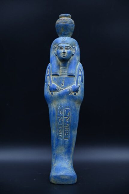Vintage Egyptian Goddess Nut Statue, Blue Stone Sculpture