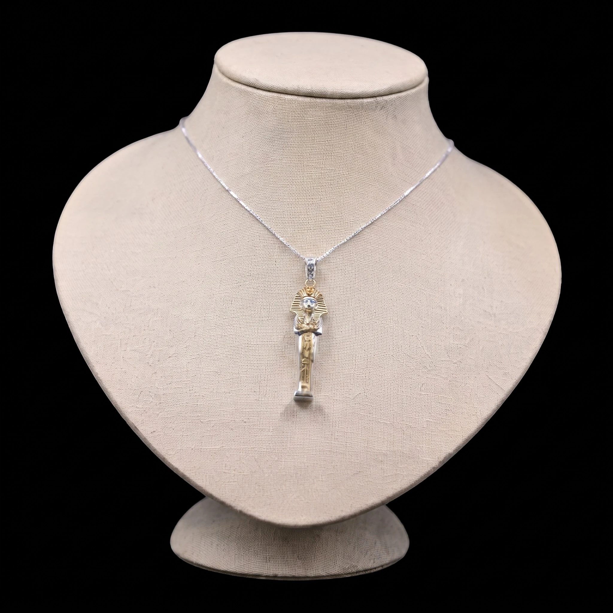King Tutankhamun Amulet, Silver & 24k Gold Wash