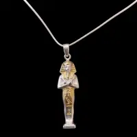 King Tutankhamun Amulet, Silver & 24k Gold Wash - Image 3