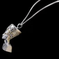 Silver Nefertiti Amulet, Egyptian Queen Statuette - Image 2