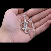 Pure Silver Amulet, Egyptian God Sobek Crocodile Pendant - Image 2