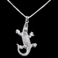 Pure Silver Amulet, Egyptian God Sobek Crocodile Pendant - Image 3