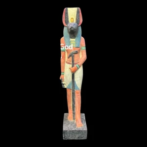 Hand Painted Anubis Limestone Statue: 40 cm Egyptian Museum Replica - Image 10