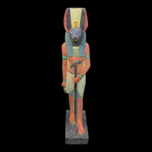 Hand Painted Anubis Limestone Statue: 40 cm Egyptian Museum Replica - Image 8