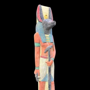 Hand Painted Anubis Limestone Statue: 40 cm Egyptian Museum Replica - Image 6