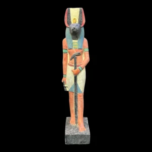 Hand Painted Anubis Limestone Statue: 40 cm Egyptian Museum Replica - Image 5