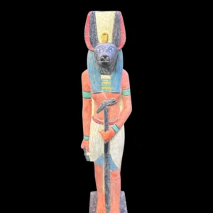Hand Painted Anubis Limestone Statue: 40 cm Egyptian Museum Replica - Image 4