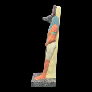Hand Painted Anubis Limestone Statue: 40 cm Egyptian Museum Replica - Image 3