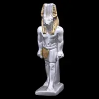 Handmade Silver Anubis Statue, Egyptian God of Afterlife, Gold Detail - Image 6
