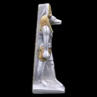 Handmade Silver Anubis Statue, Egyptian God of Afterlife, Gold Detail - Image 3