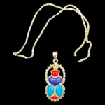 Silver inlaid scarab amulet necklace