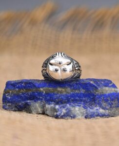 Pharaonic Silver Lotus Ring