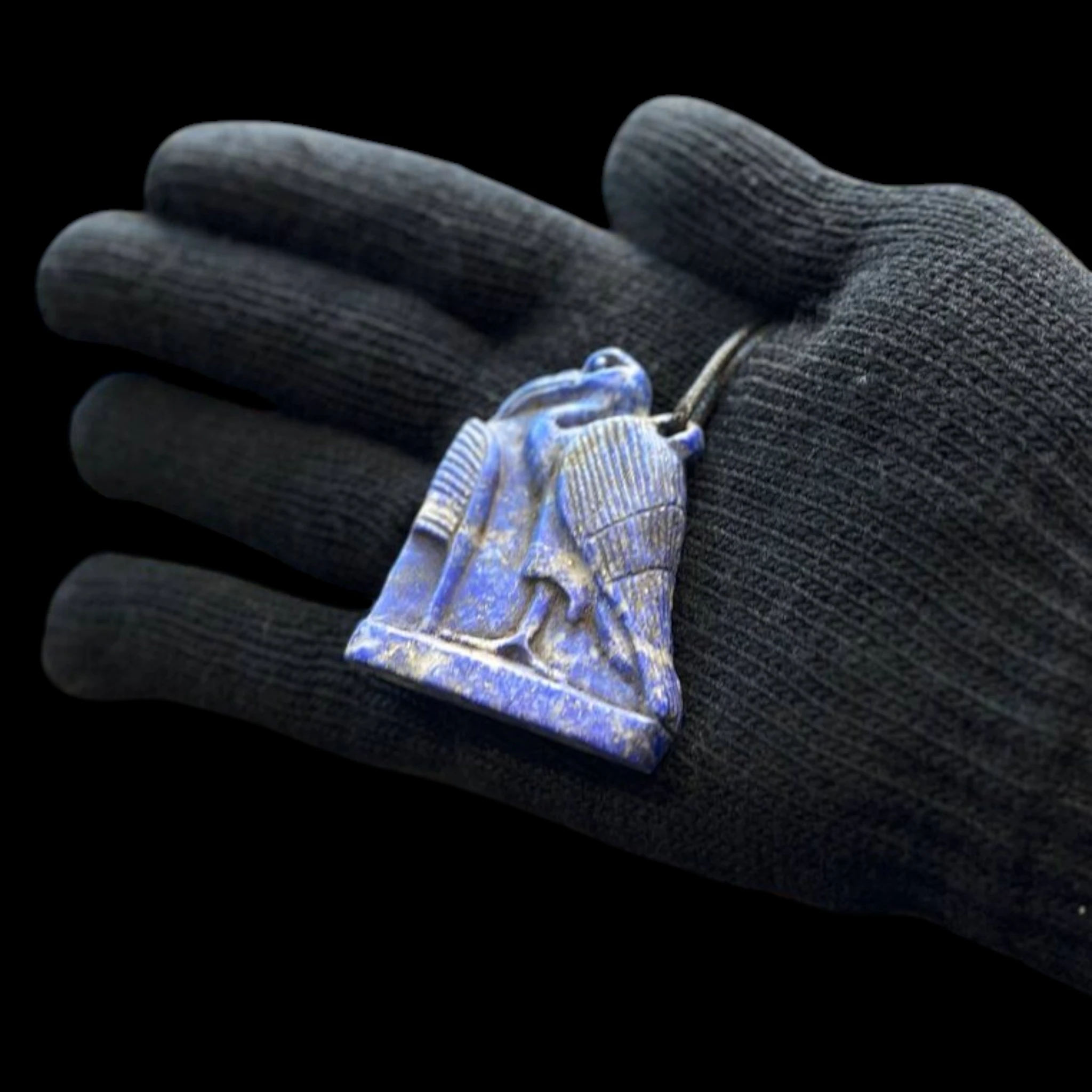 lapis lazuli stone-Handcrafted - Egyptian goddess - jewelry unique archaeological mythology - religion3 Thoth lapis lazuli amulet pendant