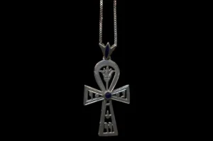 Egyptian Ankh Pendant, Lapis Lazuli Sterling Silver Key of Life Amulet - Image 3