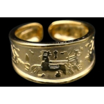 Egyptian Chariot Ring – Sterling Silver Gold Plated, Ancient Symbols, Free Size
