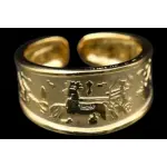 Egyptian Chariot Ring – Sterling Silver Gold Plated, Ancient Symbols, Free Size