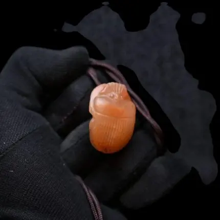 Egyptian Scarab Necklace Orange Agate