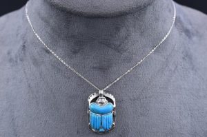 Gemstone Khepri Scarab Necklace