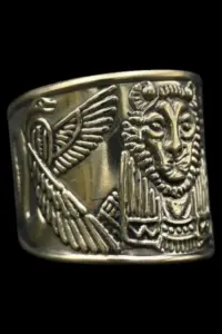 Goddess Sekhmet Bracelet: Yellow Brass Egyptian Antiquity - Image 7
