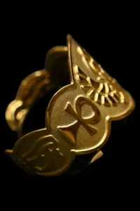 Gold Plated Scarab Bracelet: Egyptian Key of Life & Lotus Flower - Image 4