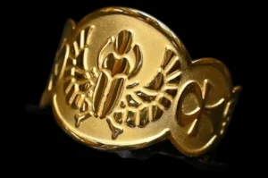 Gold Plated Scarab Bracelet: Egyptian Key of Life & Lotus Flower - Image 5