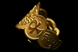 Gold Plated Scarab Bracelet: Egyptian Key of Life & Lotus Flower - Image 6
