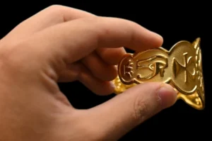 Gold Plated Scarab Bracelet: Egyptian Key of Life & Lotus Flower - Image 7