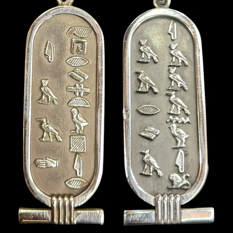 Handcrafted 925 Sterling Silver Egyptian Hieroglyph Keychain