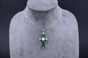 Handcrafted Malachite Ankh Pendant – Egyptian Key of Life Amulet - Image 3