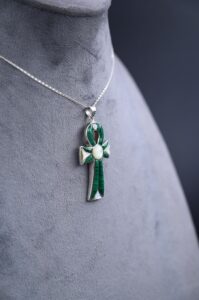 Handcrafted Malachite Ankh Pendant – Egyptian Key of Life Amulet - Image 4