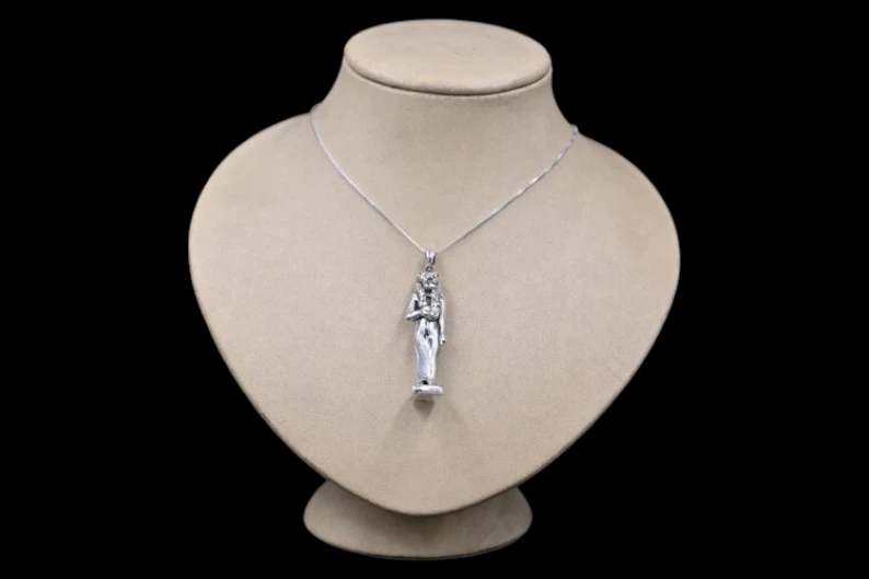Pure Silver Sekhmet Amulet