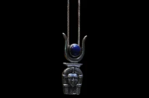 Hathor Mask Sterling Silver Pendant Necklace, Egyptian Amulet Jewelry - Image 5