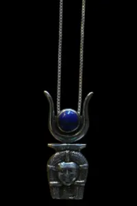 Hathor Mask Sterling Silver Pendant Necklace, Egyptian Amulet Jewelry - Image 6