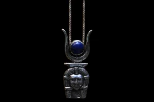 Hathor Mask Sterling Silver Pendant Necklace, Egyptian Amulet Jewelry - Image 7