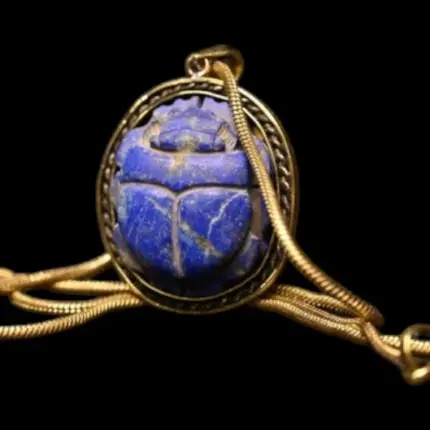 Egyptian Scarab Necklace – Handmade Lapis Lazuli Pendant