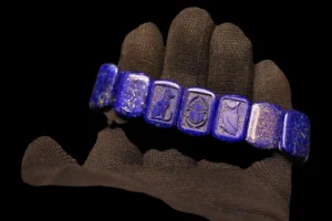 Lapis lazuli Egyptian Cuff Bracelet: Ancient Symbol Jewelry - Image 5