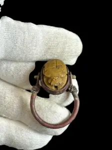 Rings from ancient Egypt - a ring decorated with a scarab inscribed -Antiques-ornaments-mythology made in Egypt - Image 3
